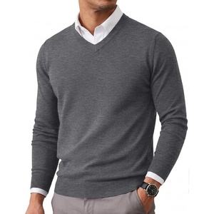 image:imageCOOFANDY Mens Casual V Neck Sweater Knit Slim Fit Long Sleeve Pullover TopGrey
