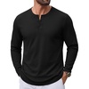 image:imageCOOFANDY Henley Shirts for Men Casual TShirts Henley Long Sleeve ShirtsAll Black