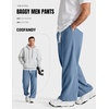 image:imageCOOFANDY Baggy Sweatpants Men Wide Leg Cotton Joggers for Men with PocketsGrey Blue