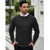 image:imageCOOFANDY Men Dress Crewneck Sweater Pullover Knit Long Sleeve Casual Slim Fit SweaterAblack