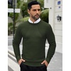 image:imageCOOFANDY Men Dress Crewneck Sweater Pullover Knit Long Sleeve Casual Slim Fit SweaterArmy Green