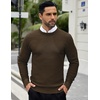 image:imageCOOFANDY Men Dress Crewneck Sweater Pullover Knit Long Sleeve Casual Slim Fit SweaterBrown