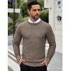 image:imageCOOFANDY Men Dress Crewneck Sweater Pullover Knit Long Sleeve Casual Slim Fit SweaterDark Brown