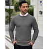 image:imageCOOFANDY Men Dress Crewneck Sweater Pullover Knit Long Sleeve Casual Slim Fit SweaterDark Gray