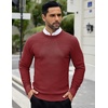 image:imageCOOFANDY Men Dress Crewneck Sweater Pullover Knit Long Sleeve Casual Slim Fit SweaterDark Red