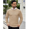image:imageCOOFANDY Men Dress Crewneck Sweater Pullover Knit Long Sleeve Casual Slim Fit SweaterKhaki
