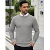 image:imageCOOFANDY Men Dress Crewneck Sweater Pullover Knit Long Sleeve Casual Slim Fit SweaterLight Gray