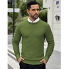 image:imageCOOFANDY Men Dress Crewneck Sweater Pullover Knit Long Sleeve Casual Slim Fit SweaterSeaweed Green