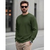 image:imageCOOFANDY Mens Casual Crewneck Sweater Long Sleeve Waffle Knit PulloverArmy Green