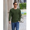 image:imageCOOFANDY Mens Casual Crewneck Sweater Long Sleeve Waffle Knit PulloverArmy Green