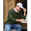 image:imageCOOFANDY Mens Casual Crewneck Sweater Long Sleeve Waffle Knit PulloverArmy Green