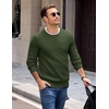image:imageCOOFANDY Mens Casual Crewneck Sweater Long Sleeve Waffle Knit PulloverArmy Green