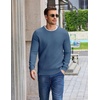 image:imageCOOFANDY Mens Casual Crewneck Sweater Long Sleeve Waffle Knit PulloverBlue