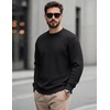 image:imageCOOFANDY Mens Casual Crewneck Sweater Long Sleeve Waffle Knit PulloverClassic Black