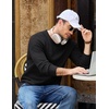 image:imageCOOFANDY Mens Casual Crewneck Sweater Long Sleeve Waffle Knit PulloverClassic Black