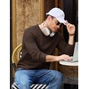 image:imageCOOFANDY Mens Casual Crewneck Sweater Long Sleeve Waffle Knit PulloverCoffee Brown