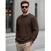 image:imageCOOFANDY Mens Casual Crewneck Sweater Long Sleeve Waffle Knit PulloverCoffee Brown
