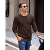 image:imageCOOFANDY Mens Casual Crewneck Sweater Long Sleeve Waffle Knit PulloverCoffee Brown