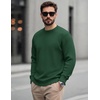 image:imageCOOFANDY Mens Casual Crewneck Sweater Long Sleeve Waffle Knit PulloverDark Green