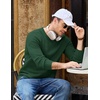 image:imageCOOFANDY Mens Casual Crewneck Sweater Long Sleeve Waffle Knit PulloverDark Green