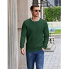 image:imageCOOFANDY Mens Casual Crewneck Sweater Long Sleeve Waffle Knit PulloverDark Green