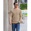 image:imageCOOFANDY Mens Casual Crewneck Sweater Long Sleeve Waffle Knit PulloverDark Khaki