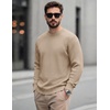 image:imageCOOFANDY Mens Casual Crewneck Sweater Long Sleeve Waffle Knit PulloverDark Khaki
