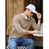 image:imageCOOFANDY Mens Casual Crewneck Sweater Long Sleeve Waffle Knit PulloverDark Khaki