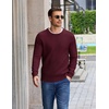 image:imageCOOFANDY Mens Casual Crewneck Sweater Long Sleeve Waffle Knit PulloverDark Red