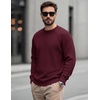 image:imageCOOFANDY Mens Casual Crewneck Sweater Long Sleeve Waffle Knit PulloverDark Red
