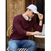 image:imageCOOFANDY Mens Casual Crewneck Sweater Long Sleeve Waffle Knit PulloverDark Red