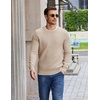 image:imageCOOFANDY Mens Casual Crewneck Sweater Long Sleeve Waffle Knit PulloverKhaki