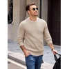 image:imageCOOFANDY Mens Casual Crewneck Sweater Long Sleeve Waffle Knit PulloverKhaki