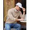 image:imageCOOFANDY Mens Casual Crewneck Sweater Long Sleeve Waffle Knit PulloverKhaki