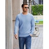 image:imageCOOFANDY Mens Casual Crewneck Sweater Long Sleeve Waffle Knit PulloverLight Blue