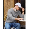 image:imageCOOFANDY Mens Casual Crewneck Sweater Long Sleeve Waffle Knit PulloverLight Grey