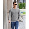image:imageCOOFANDY Mens Casual Crewneck Sweater Long Sleeve Waffle Knit PulloverLight Grey