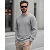image:imageCOOFANDY Mens Casual Crewneck Sweater Long Sleeve Waffle Knit PulloverLight Grey