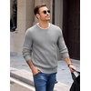 image:imageCOOFANDY Mens Casual Crewneck Sweater Long Sleeve Waffle Knit PulloverLight Grey