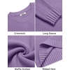 image:imageCOOFANDY Mens Casual Crewneck Sweater Long Sleeve Waffle Knit PulloverLight Purple