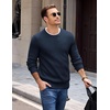 image:imageCOOFANDY Mens Casual Crewneck Sweater Long Sleeve Waffle Knit PulloverMidnight Blue