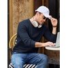 image:imageCOOFANDY Mens Casual Crewneck Sweater Long Sleeve Waffle Knit PulloverMidnight Blue