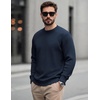 image:imageCOOFANDY Mens Casual Crewneck Sweater Long Sleeve Waffle Knit PulloverMidnight Blue