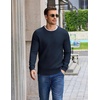 image:imageCOOFANDY Mens Casual Crewneck Sweater Long Sleeve Waffle Knit PulloverMidnight Blue