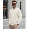 image:imageCOOFANDY Mens Casual Crewneck Sweater Long Sleeve Waffle Knit PulloverWhite