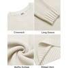 image:imageCOOFANDY Mens Casual Crewneck Sweater Long Sleeve Waffle Knit PulloverWhite