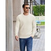 image:imageCOOFANDY Mens Casual Crewneck Sweater Long Sleeve Waffle Knit PulloverWhite