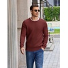 image:imageCOOFANDY Mens Casual Crewneck Sweater Long Sleeve Waffle Knit PulloverWine Red