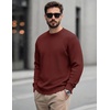 image:imageCOOFANDY Mens Casual Crewneck Sweater Long Sleeve Waffle Knit PulloverWine Red