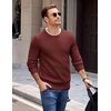 image:imageCOOFANDY Mens Casual Crewneck Sweater Long Sleeve Waffle Knit PulloverWine Red